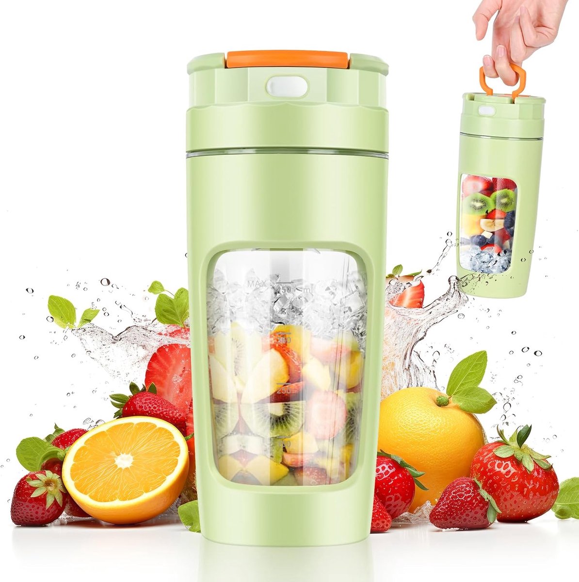 Krachtige 500 ml Draagbare Blender - Smoothie Mixer met 4 Messen en Reisdeksel