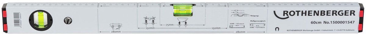 ROTHENBERGER Alu-waterpas, 600mm, met magneten - 1500001547