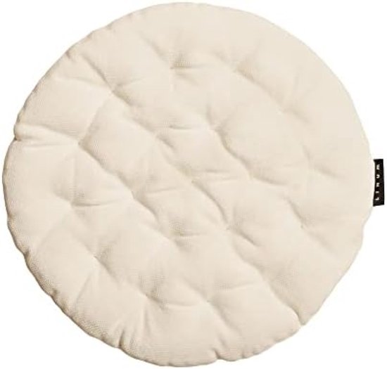 Coussin de chaise rond PromoHome Ø 37 cm - Katoen crème - Lavable en machine