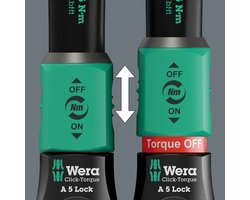 Wera Click-Torque Lock A 5 05075690001 Momentsleutel Met omschakelbare ratel 1/4 (6.3 mm) 2.5 - 25 Nm