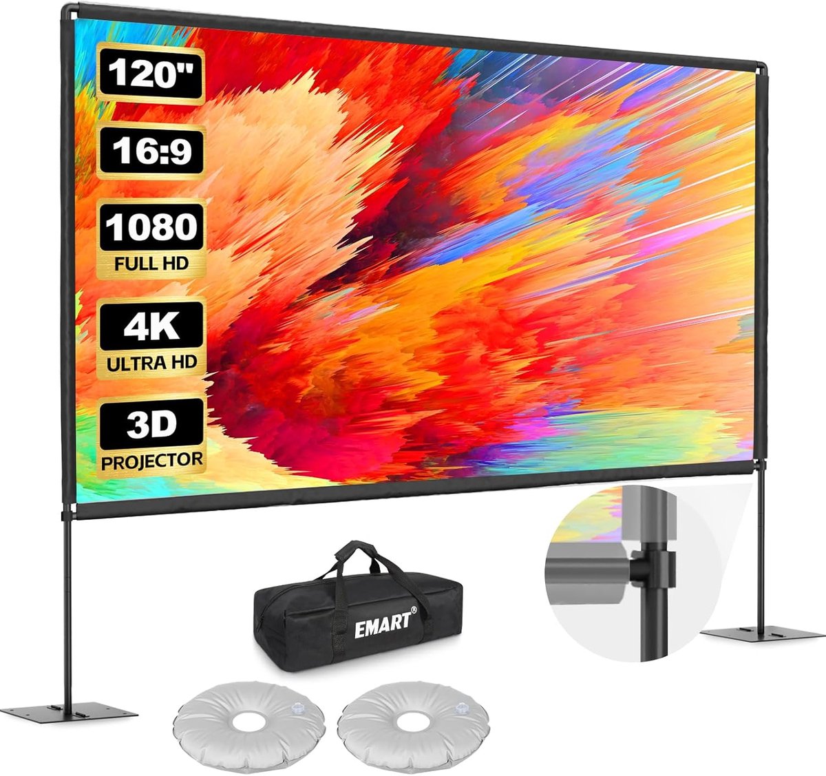 Draagbaar 120 Inch Opvouwbaar Projectiescherm voor Binnen en Buiten - Ideaal voor Feesten en Thuisbioscoop