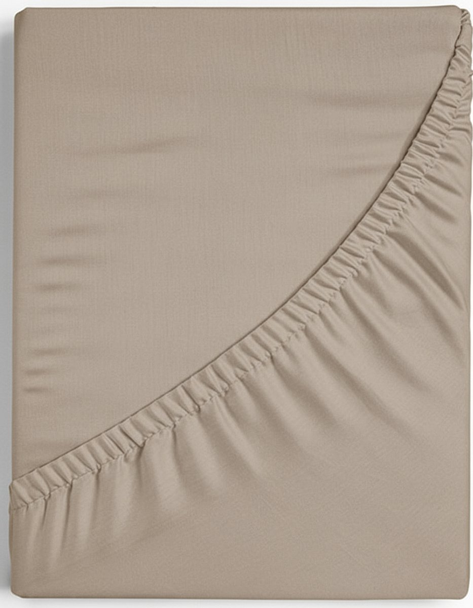 Dreamers Den - Premium Jersey Elestaan - Biologisch Katoen - Hoeslaken - Taupe - 200x200 cm - 35 cm hoekhoogte