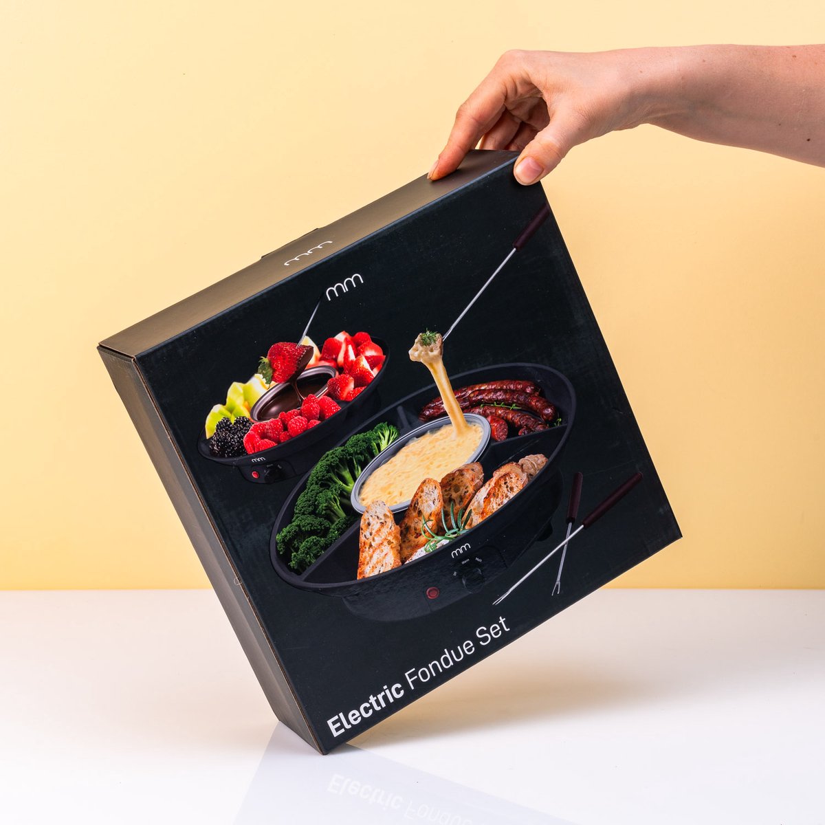 MikaMax Electric Fondue Set - 260 ml Elektrische Fonduepan Roestvrij staal met 2 Vorkjes – foto 3