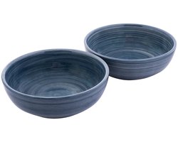 Bowls and Dishes Mano Aardewerk Schaaltje | Kommetje | Tapasschaaltje | Klein Schaaltje | Servies Schaaltje | Woonaccessoire - 2 Stuks - Ø 15 cm Blauwgrijs - set 2 pcs