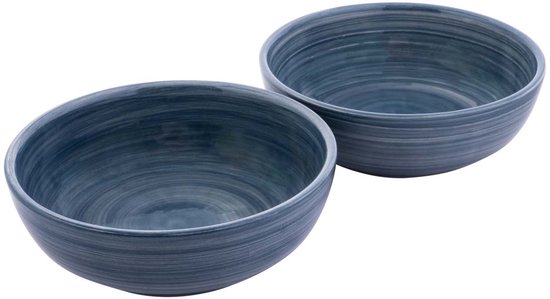 Bowls and Dishes Mano Aardewerk Schaaltje | Kommetje | Tapasschaaltje | Klein Schaaltje | Servies Schaaltje | Woonaccessoire - 2 Stuks - Ø 15 cm Blauwgrijs - set 2 pcs