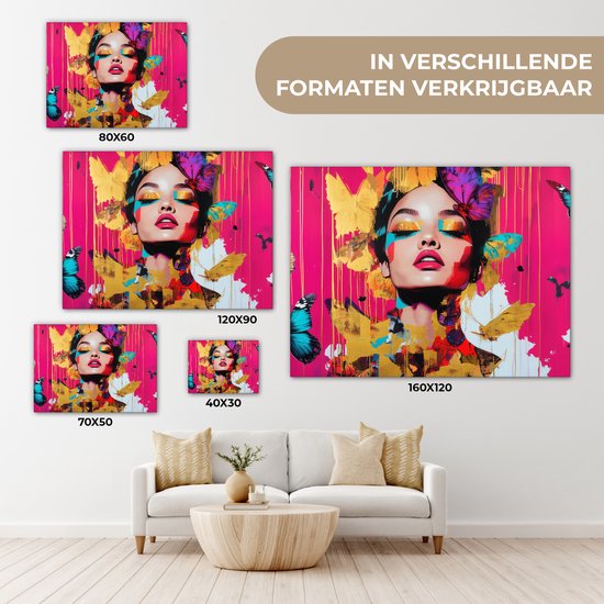 Tableau sur toile 80x60 cm - Décoration murale exclusive Femme - Abstrait - Coloré - Décoration murale salon - Décoration chambre - Accessoires chambre - Peintures sur toile