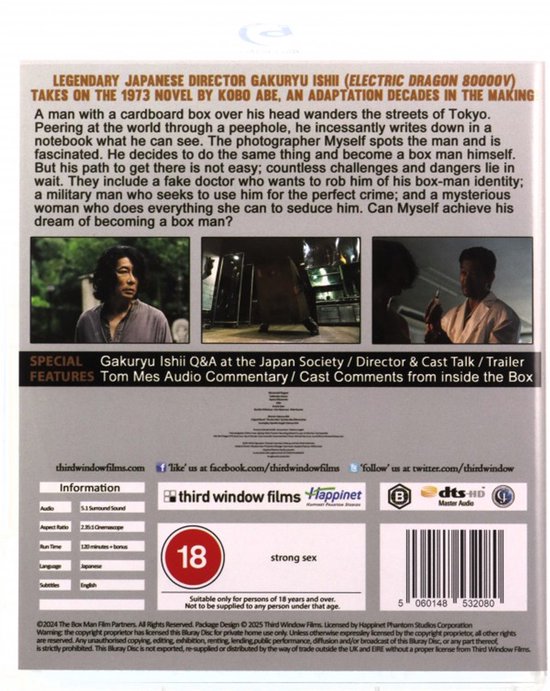 Achterkant van de Blu-ray hoes met synopsis, castinformatie en technische specificaties. Bevat 3 kleinere afbeeldingen.
