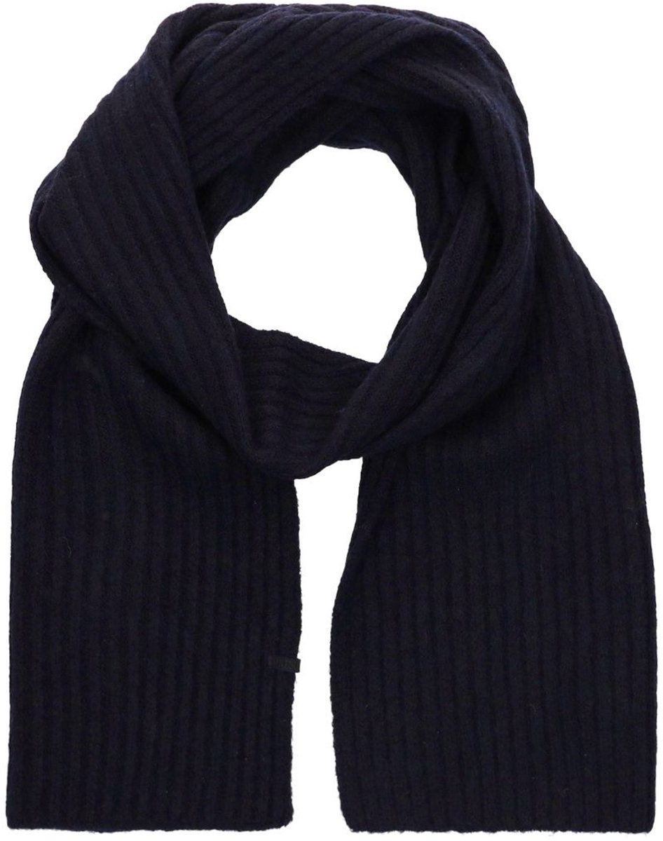 Manfield - Heren - Blauwe sjaal met ribbel details - Maat 1