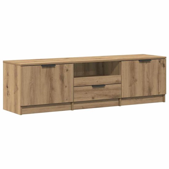 vidaXL - Meuble TV - 140x35x40 - cm - décoré - bois - artisanal - couleur chêne