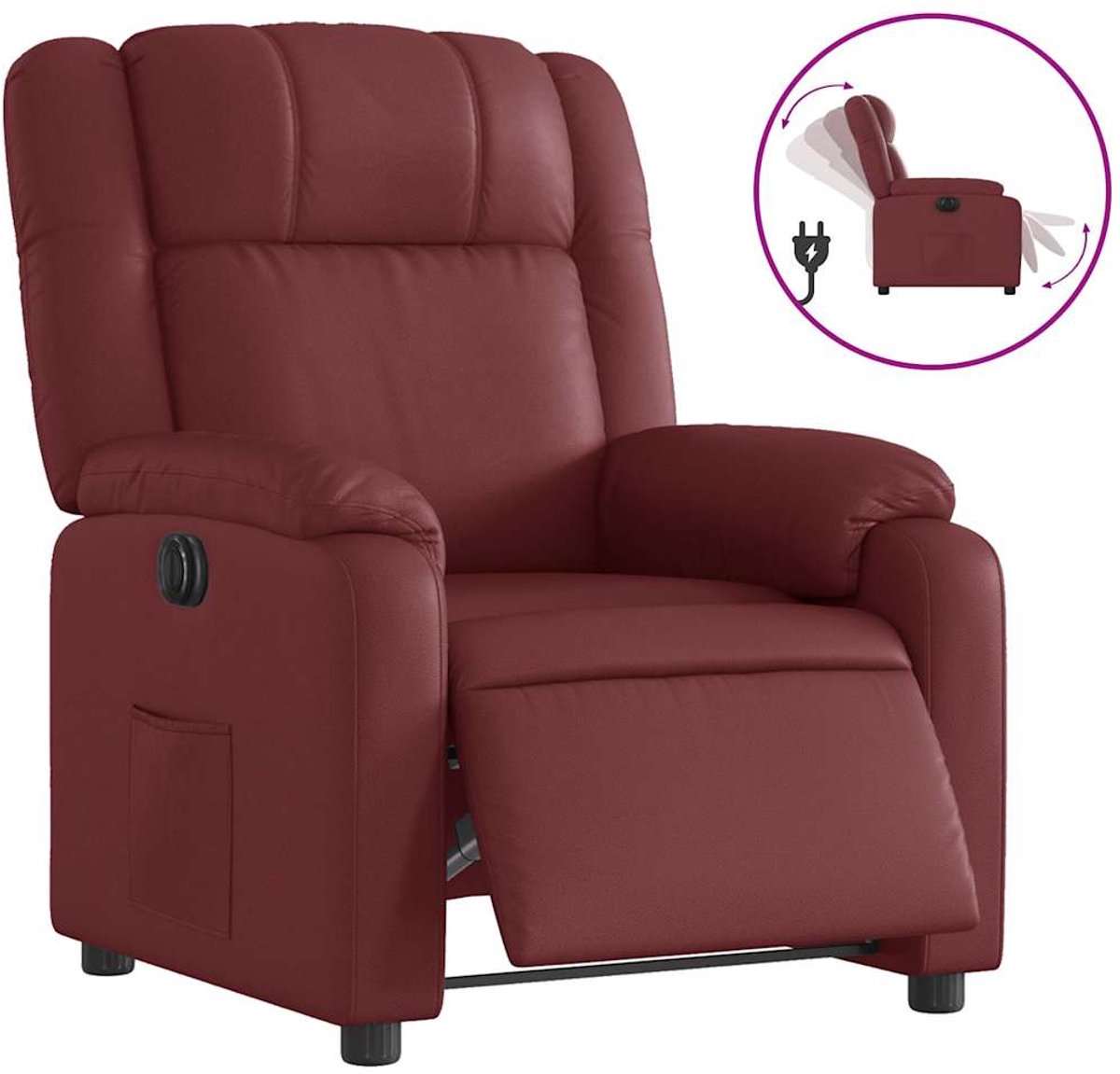 vidaXL Fauteuil - verstelbaar - elektrisch - kunstleer - wijnrood