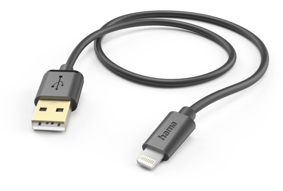 Hama USB-laadkabel - USB-A naar lightning - USB naar Apple Lightning - 1,5 meter - Geschikt voor Smartphone en Tablet - Zwart