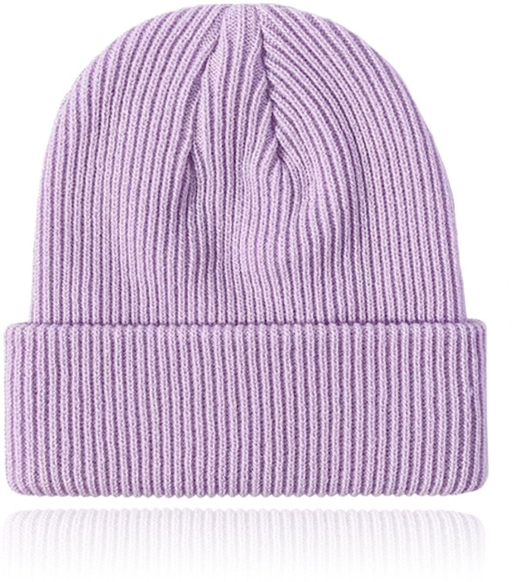 Dames Muts Beanie geribbeld - Paars