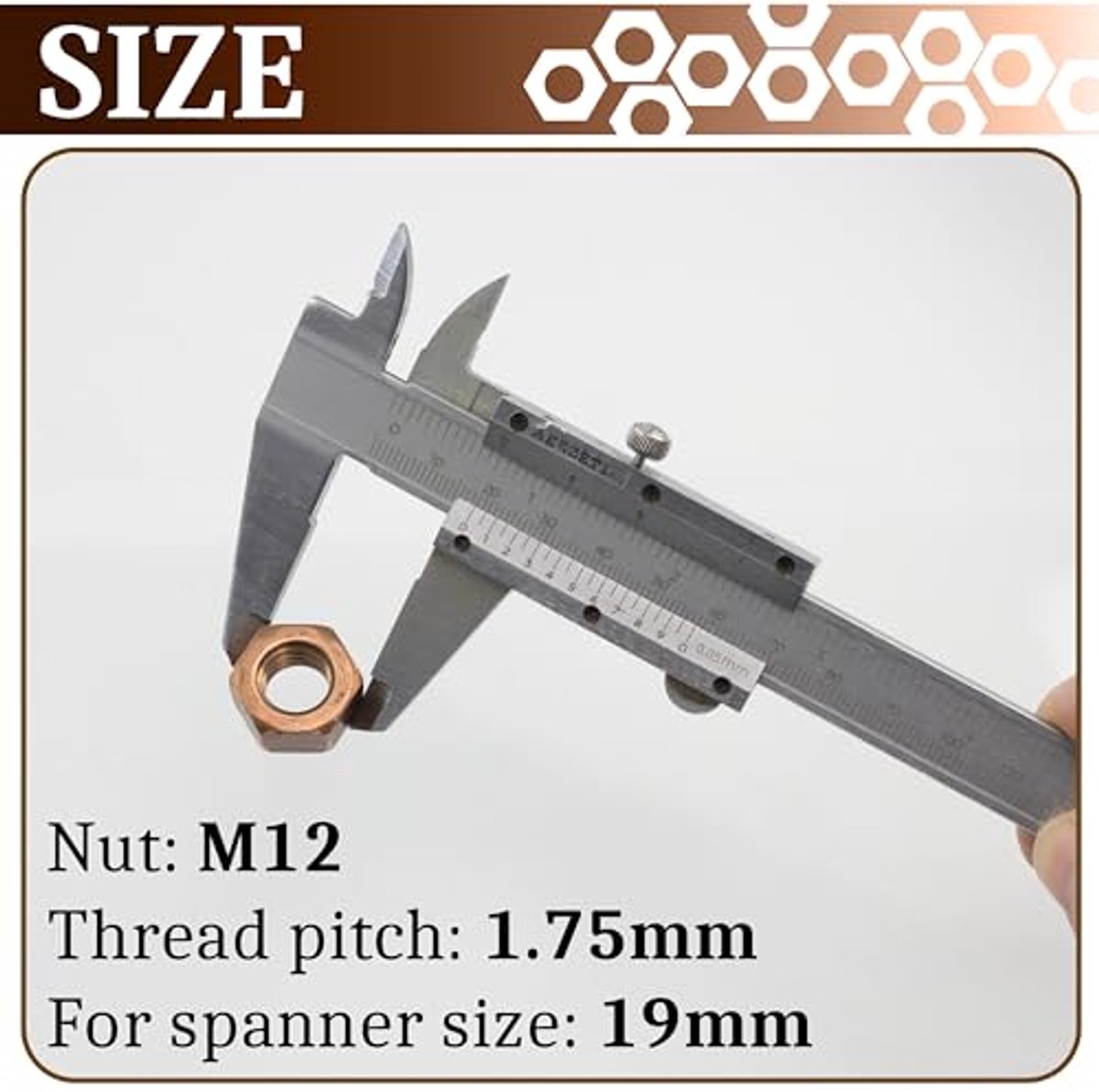 Zeskantmoer M12x1.75 mm - Koper - Voor Doe-Het-Zelf Projecten