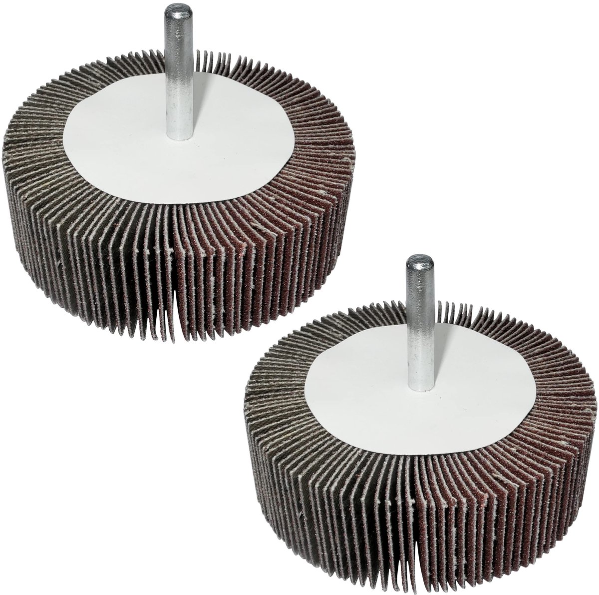 C49596 - Set van 2 schuurwielen met schuurpapier korrel 120 - Wieldiameter 80 mm, Stang Ã˜ 6 mm
