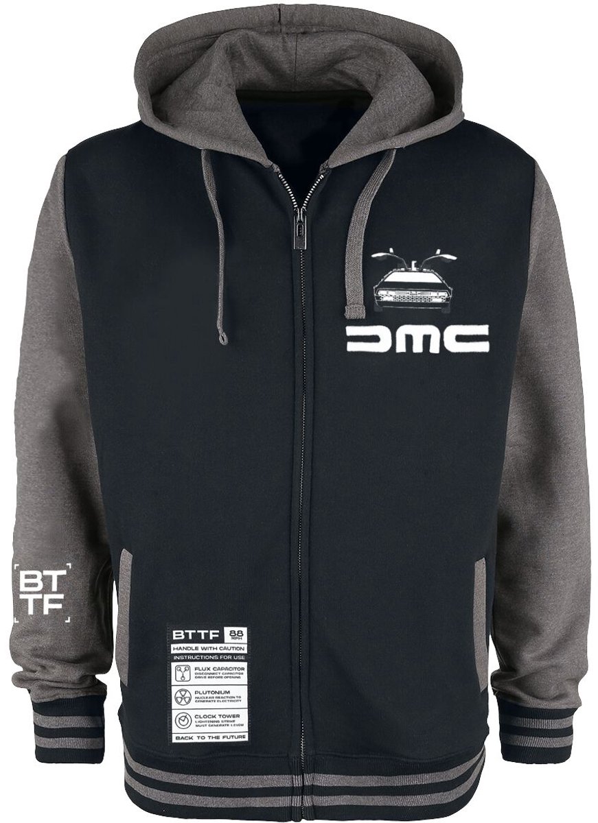 Back To The Future Delorean Heren Vest met capuchon - zwart/donkergrijs - L