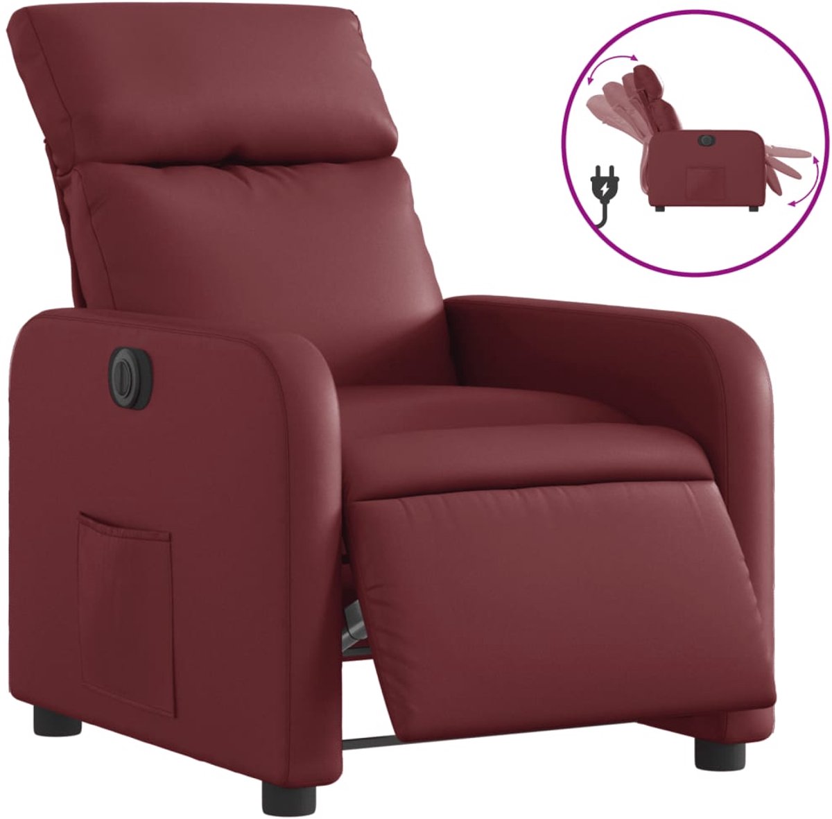 vidaXL Fauteuil - verstelbaar - elektrisch - kunstleer - wijnrood