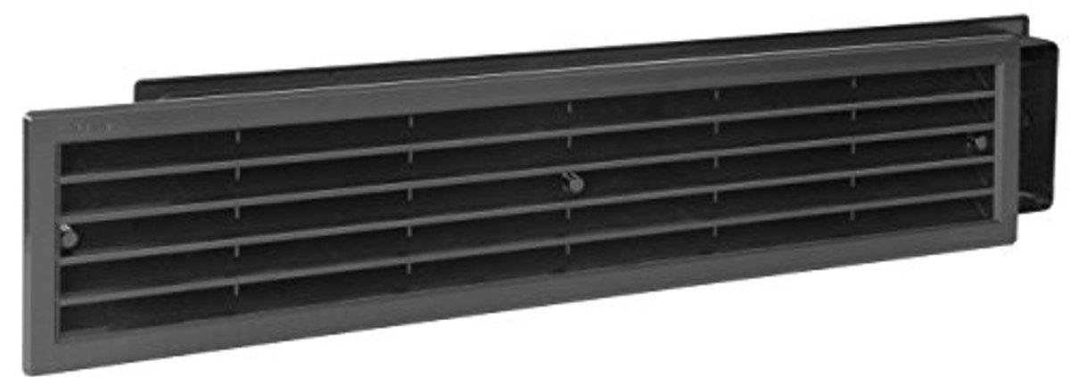 Telescopisch Ventilatie Rooster van Kunststof - 452 x 90 mm, Zwart