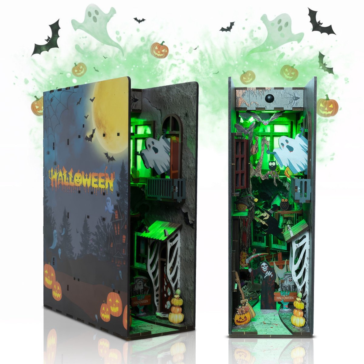 Crafts&Co Book Nook Miniatuur Bouwpakket - DIY Bouwpakketten Volwassenen - 3D Puzzel Hout Halloween
