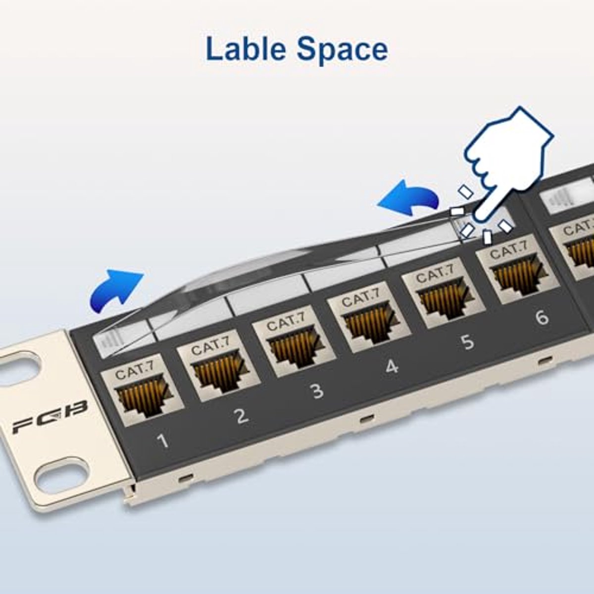 24-poorts patchpaneel Cat7 RJ45, 10Gbps, 1U - Rackmontage of Wandmontage
