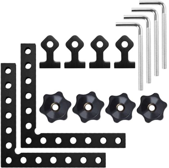 Hoekspanner, houten hoekspanner, hoekklem voor houtbewerking, 90 graden hoekklem, framespanner, hout, voegenklem, hoekklem voor klemmen en spanners