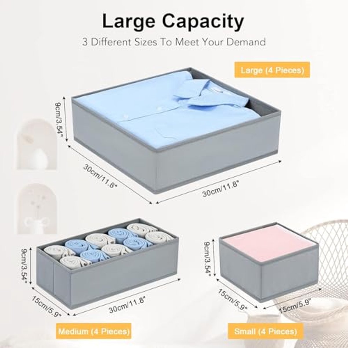 Universele Lade Organizer - 12 Stuks Opvouwbare Opbergdozen voor Kleding en Ondergoed