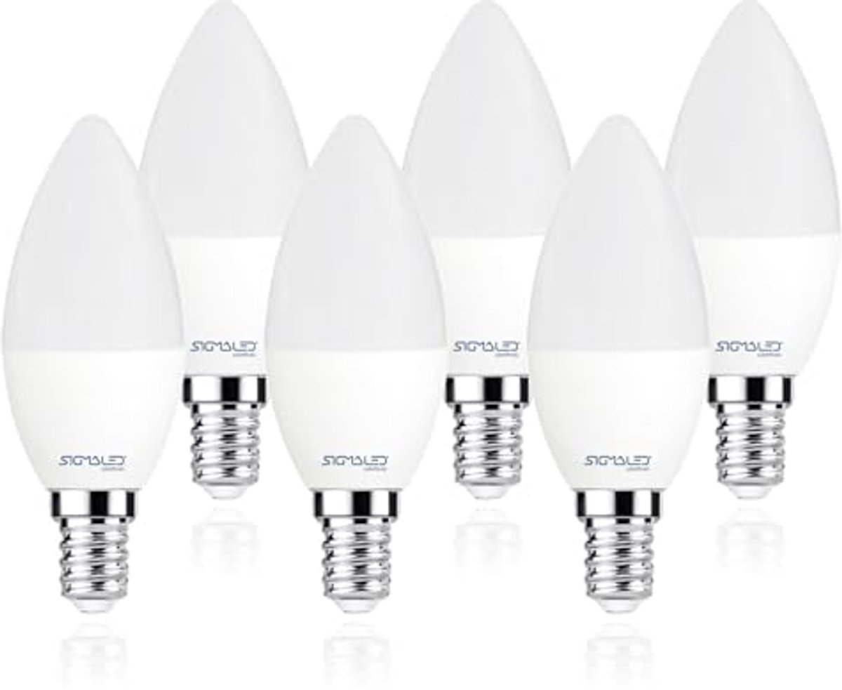 E14 LED Lamp 6W - Warm Wit Licht (2800K) - 550 Lumen - Kaarsvormige Gloeilamp - Verpakking van 6