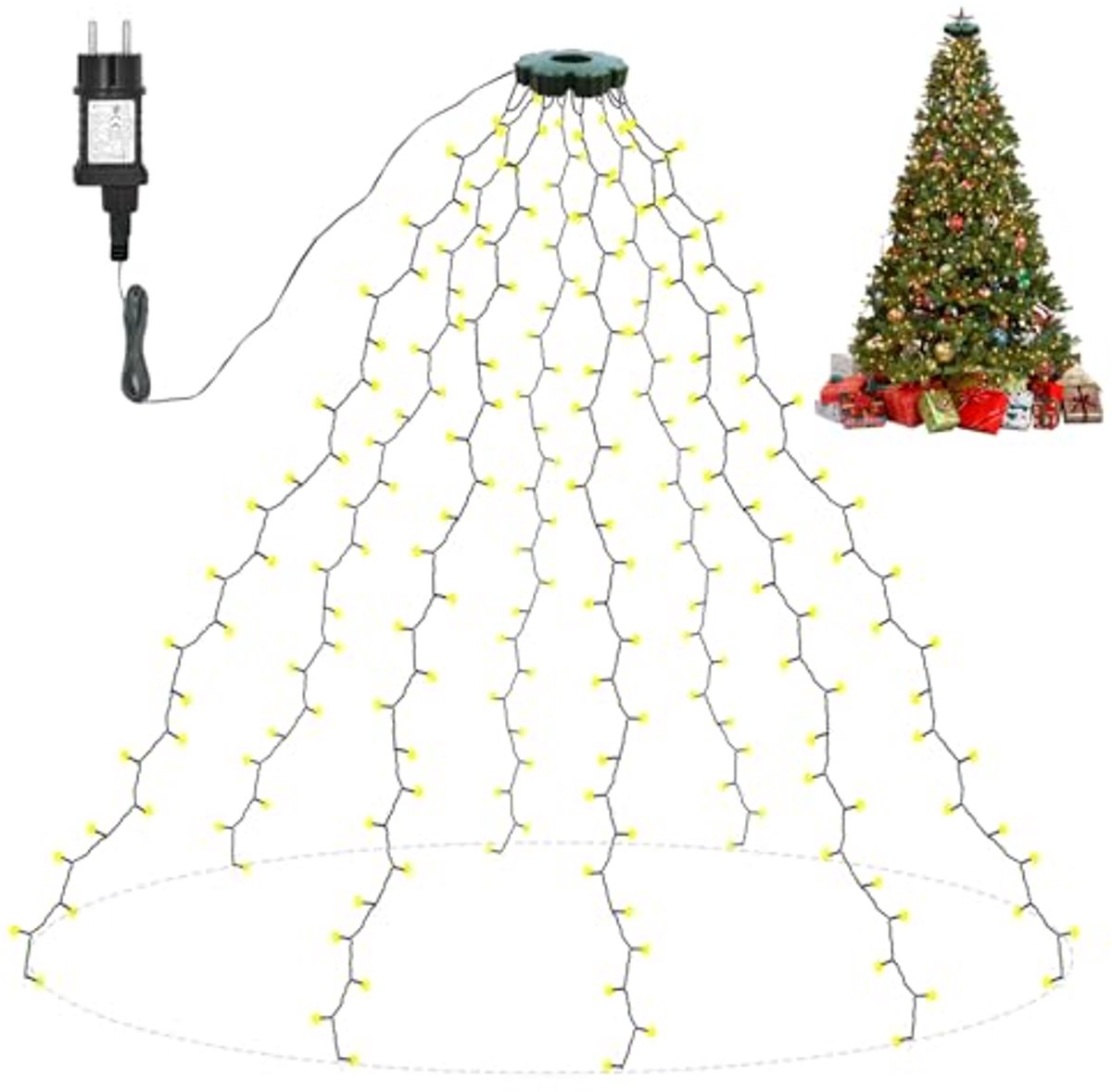 Kerstverlichting met Ring - 2 Meter, 280 LED's, 8 Lichtmodi, Waterdicht, Voor Buiten Gebruik