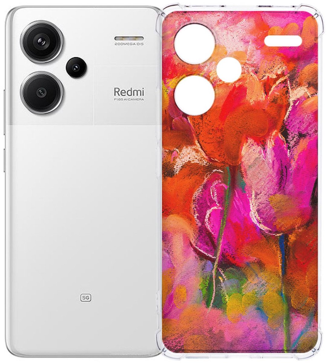 voor Xiaomi Redmi 13 Pro Plus Hoesje - Tulips TPU Antishock