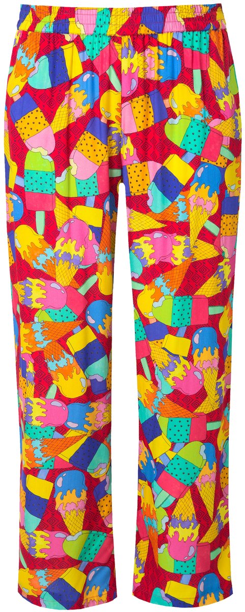 Angel of Style - Dames - Broek wijde rechte pijp kleurig ijsmotief - Neonrood - Maat 58