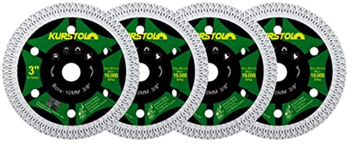 Super dunne diamant snijdschijven 75 mm - 4 stuks voor keramische en marmeren tegels