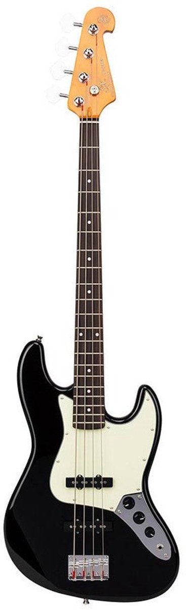 Elektrische basgitaar - SX SJB62BK - Retro Series 62 - J-Style - 2x Single Coil - Zwart - Inclusief tas