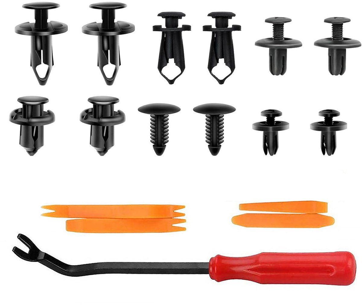 Image of 190pcs Universele Auto Retainer Clips - Met Paneel Verwijder Tool - Auto Body Bumper Fastener Push Pin Rivet - Car Trim Clips Kit - Plastic Rivets