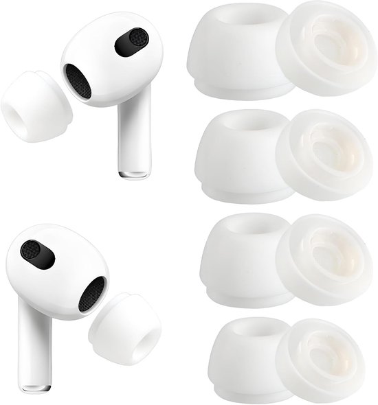 4 Pairs Soft Silicone Replacement Earbuds voor AirPods Pro - AirPods Pro 2 - White Noise Cancellation - Non-Slip - 4 Sizes (XS/S/M/L)