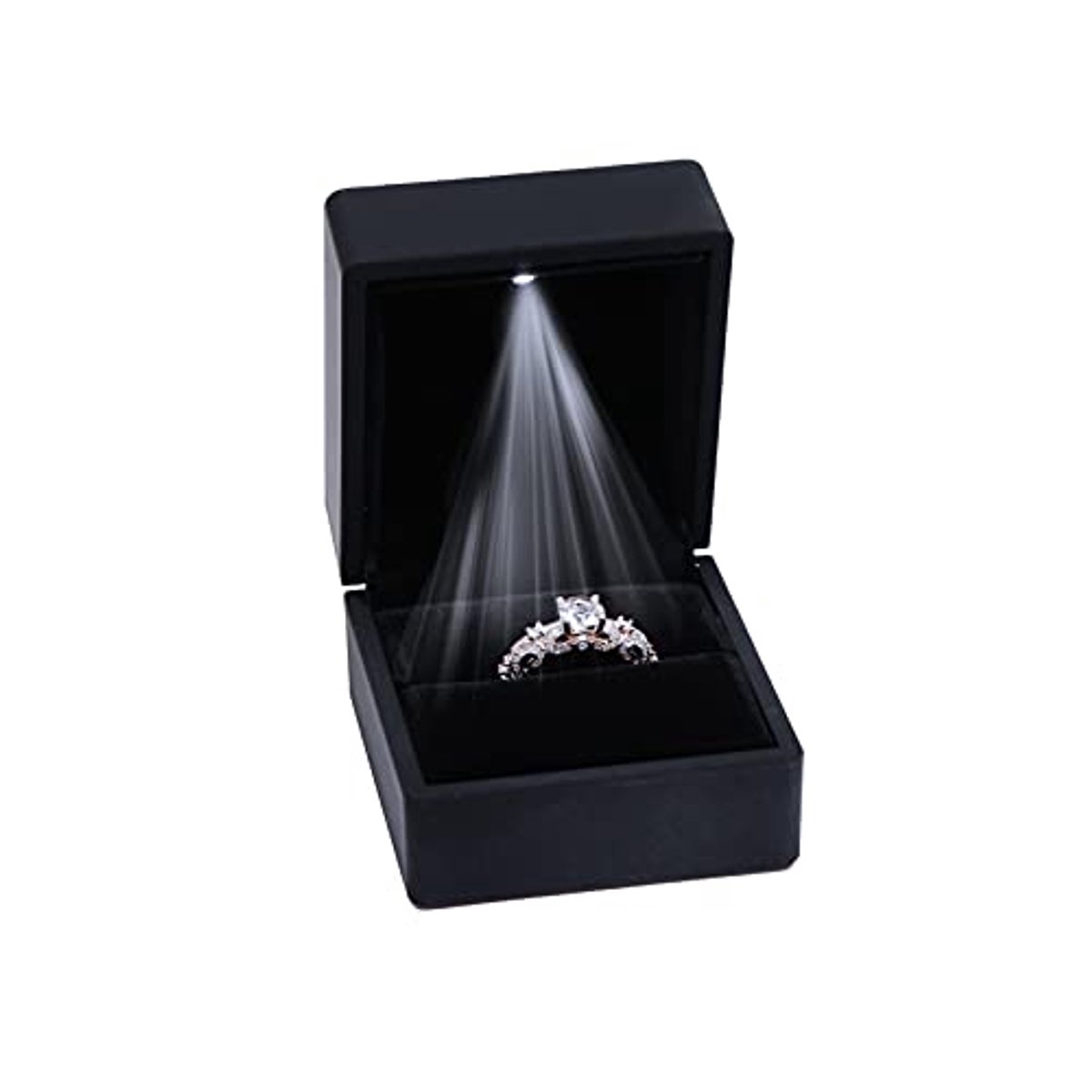 Elegante Ringdoos met LED Verlichting voor Bruiloften en Verlovingen - Zwart
