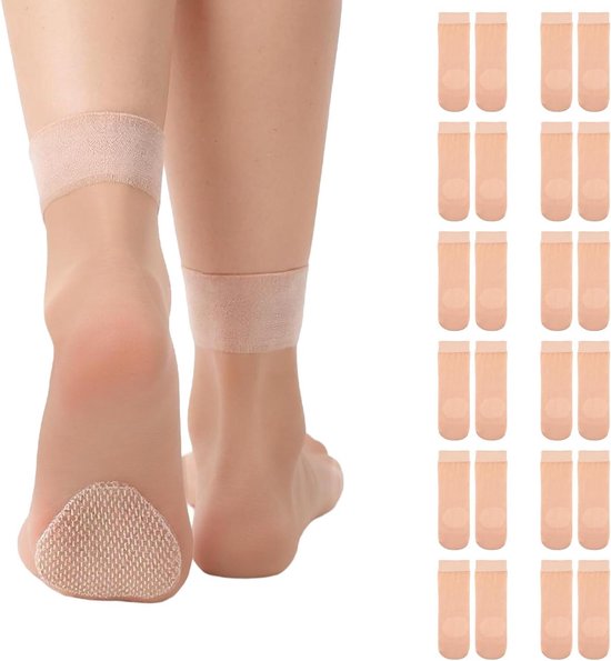 12 paires de socquettes transparentes pour femme - chaussettes en nylon - collants fins et doux