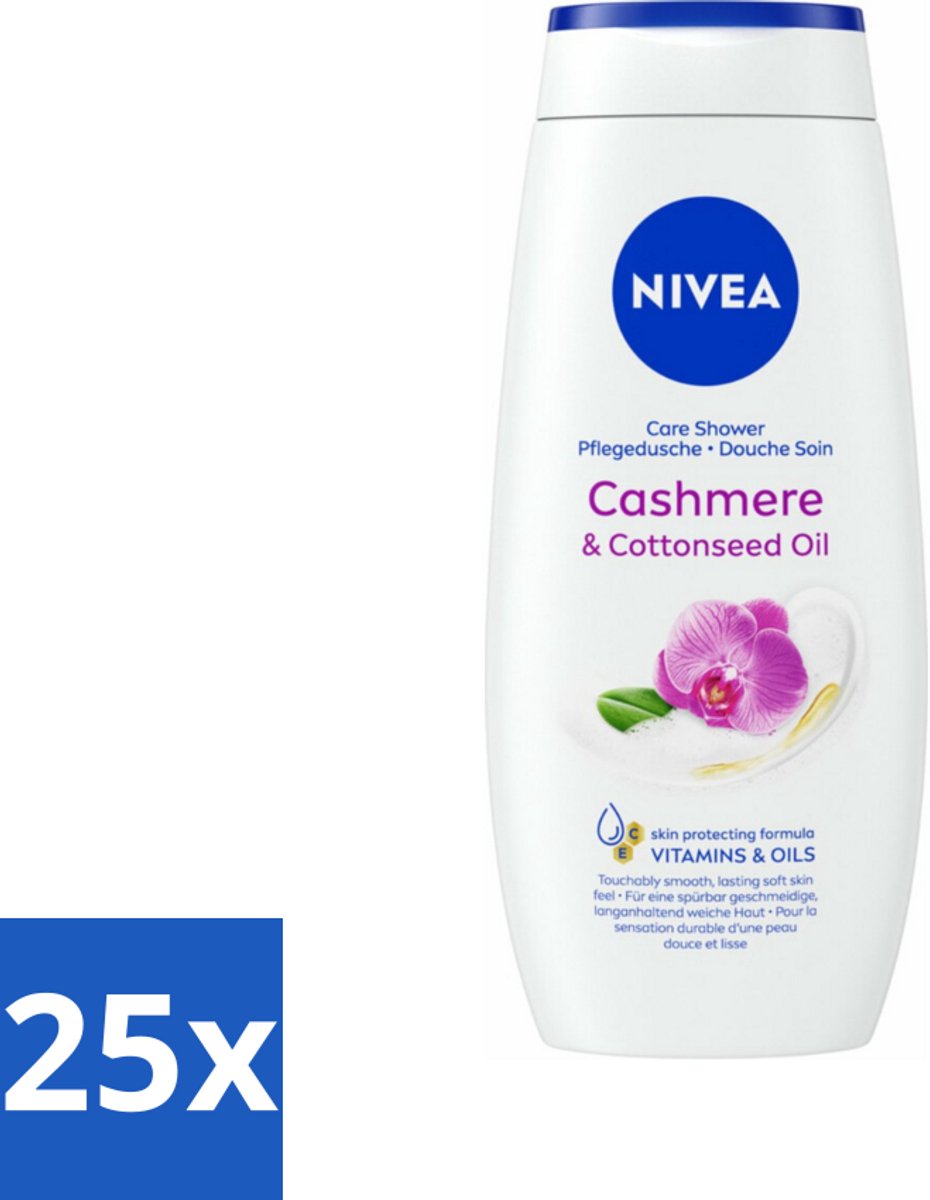 25 x NIVEA Douchecrème Cashmere & Cotton Seed Oil 250 ml - Douchegel Cashmere - Beschermende Douchegel - Cashmere Geur - Huid Verzorgen - Huid Hydrateren