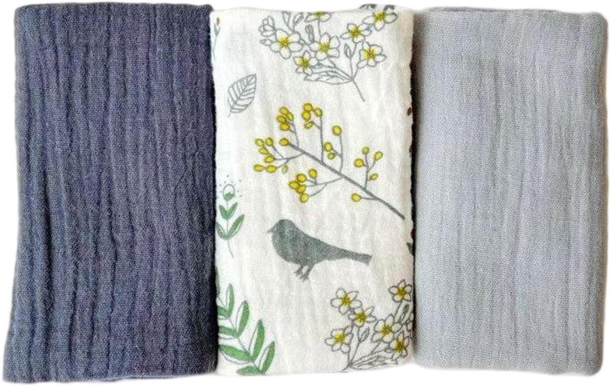 Image of 3-pack baby mousseline gezichtshanddoeken - pasgeboren handdoekset - 25 x 25 cm gezichts- en badhanddoeken - herbruikbare baby gezichtshanddoeken - 100% katoen - zacht en ademend - maat Q