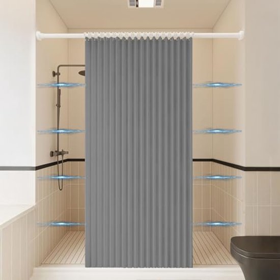 Opvouwbaar douchegordijn – 120 x 180 cm – grijs