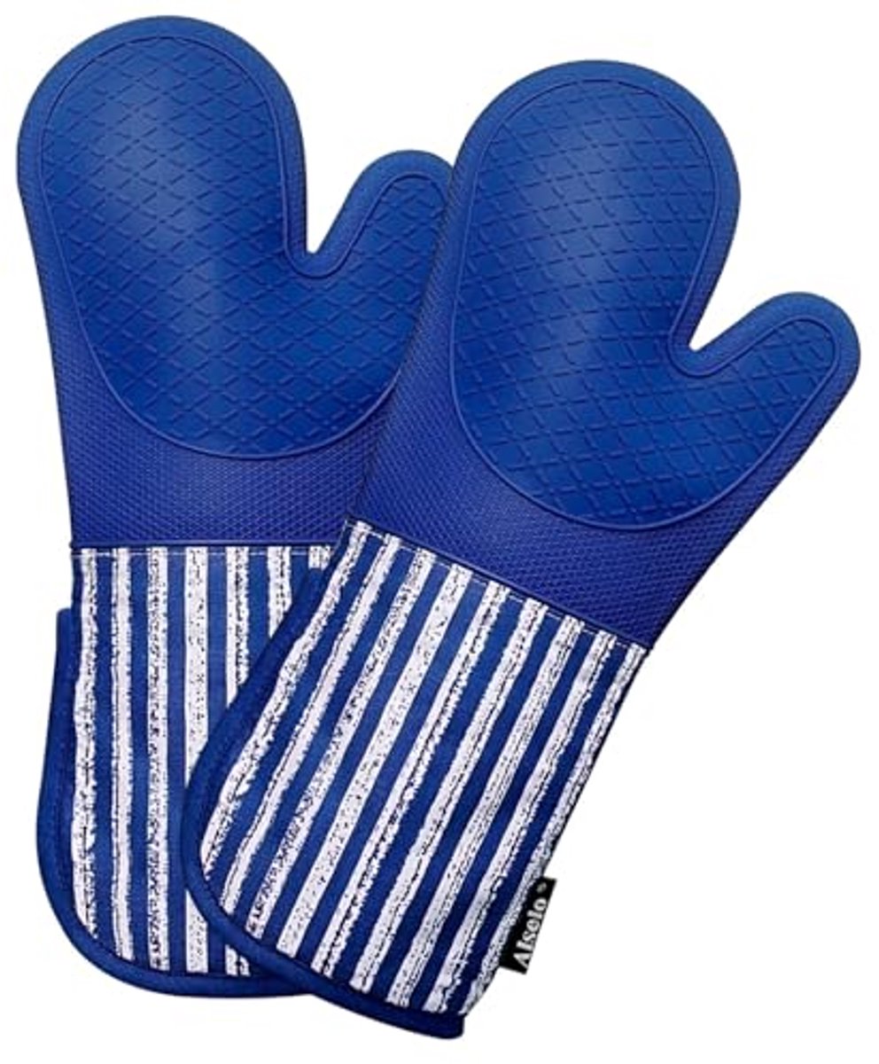 Hittebestendige siliconen ovenwanten met antislip en waterdichte eigenschappen - Set van 2 extra lange handschoenen
