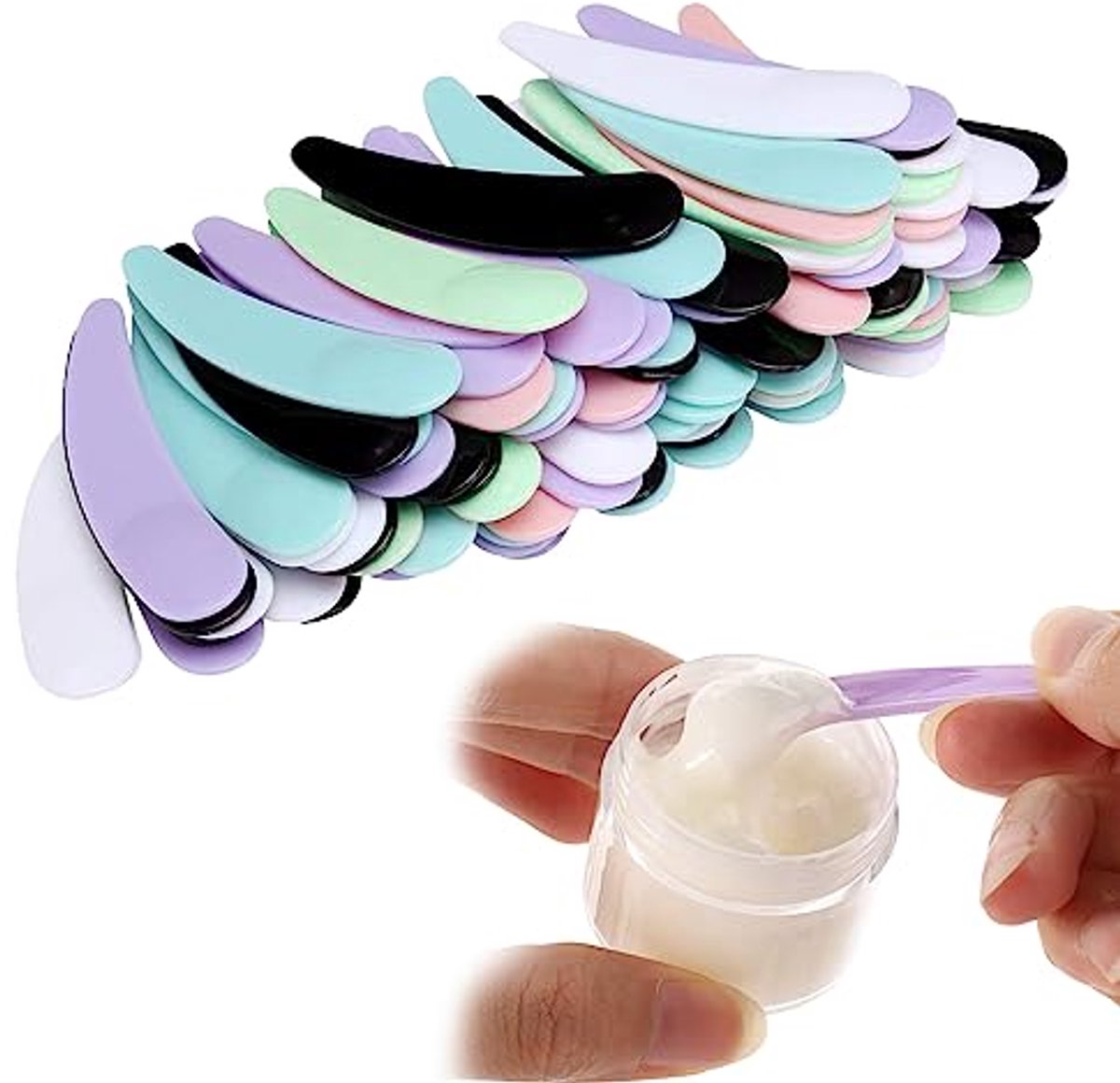 200 mini cosmeticaspatels voor gezichtscrème en schoonheidsproducten in 6 kleuren