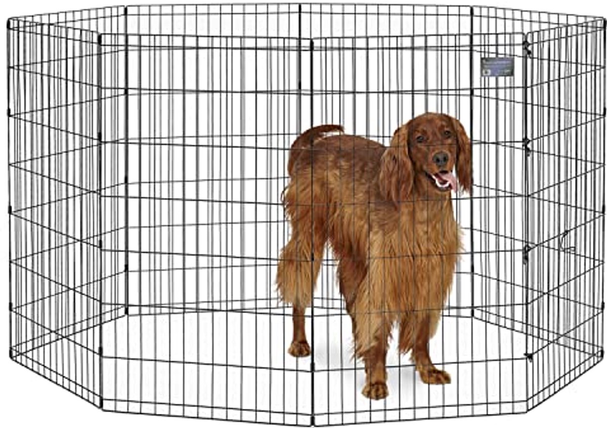 Honden Oefenpen en Box met Deur - Zwart E-Coat - 60,96 cm x 106,68 cm