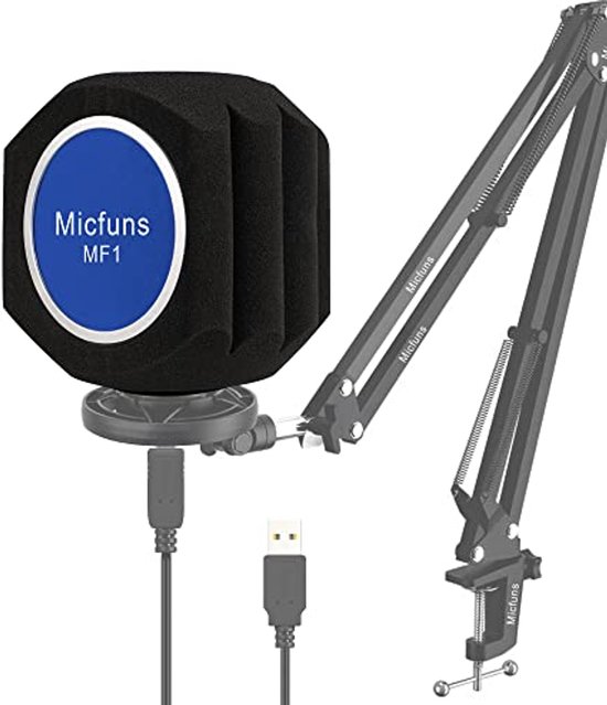 Popfilter, popfilter, 15 × 55 cm, explosiebestendige microfoon met twee lagen, studio-microfoon, ruisfiltering, geschikt voor K-liedjes, opnames