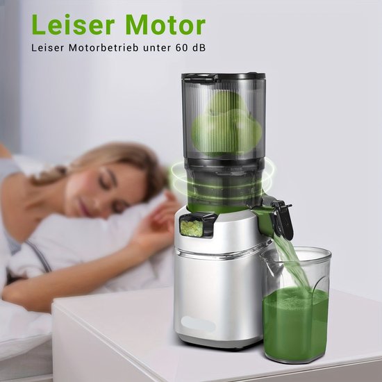 Slowjuicer - Langzame Juicer - Sapcentrifuge - Fruitpers - Groentepers - Ruime Vulopening 135 Mm - Grote Inhoud 1,8 Liter - Zilver van Corenia — afbeelding 2