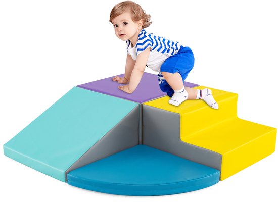 COSTWAY 2-delige schuimbouwstenen voor kinderen, zachte bouwstenen om te ravotten en klimmen, gigantische schuimbouwstenen, grote bouwblokken voor baby's en kleuters (Paars
