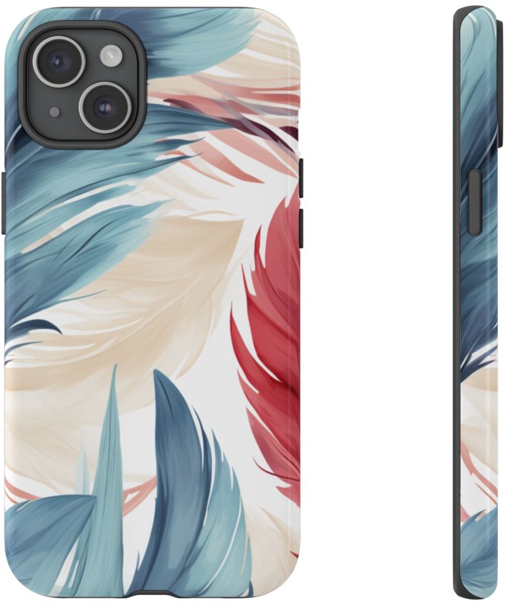 Blauw-Rood Verenpatroon – Telefoonhoesje Geschikt voor iPhone 15 Plus