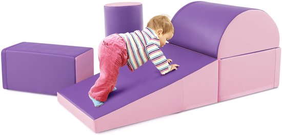 COSTWAY Blocs de construction en mousse de caoutchouc 5 pièces, blocs de construction géants pour jouer et grimper, blocs de construction en mousse de caoutchouc souple, grands blocs de construction multicolores