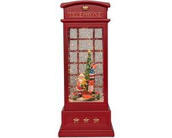 Anna's Collection Sneeuwbol/snowglobe glitter telefooncel - rood - kerstman - 10 x 25 cm - LED verlichting - lantaarn