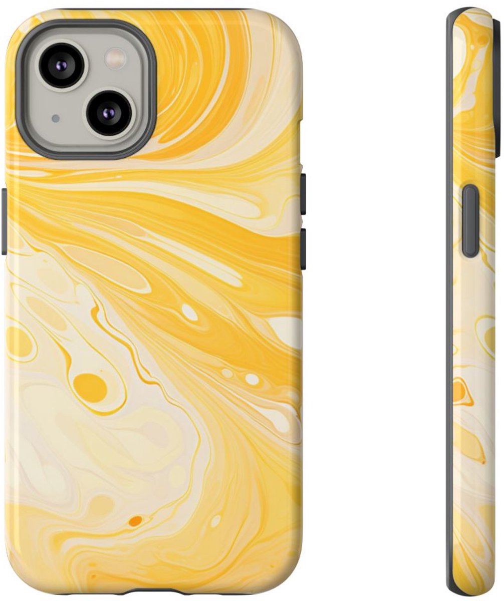 Goudgele Suminagashi Marmer Abstract – Telefoonhoesje Geschikt voor iPhone 14
