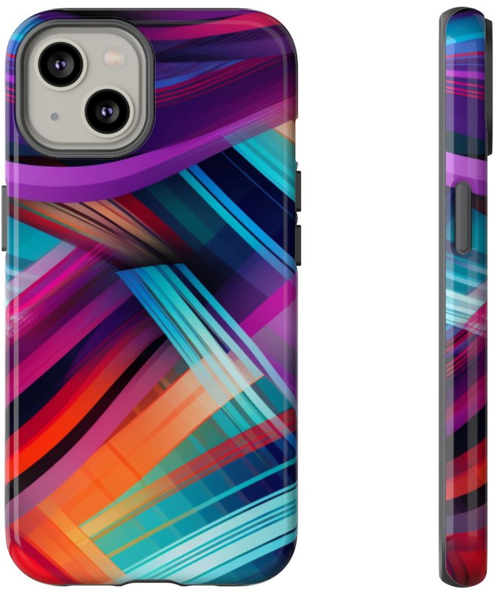 Vrolijk Abstract Gekleurd Golfpatroon – Telefoonhoesje Geschikt voor iPhone 14