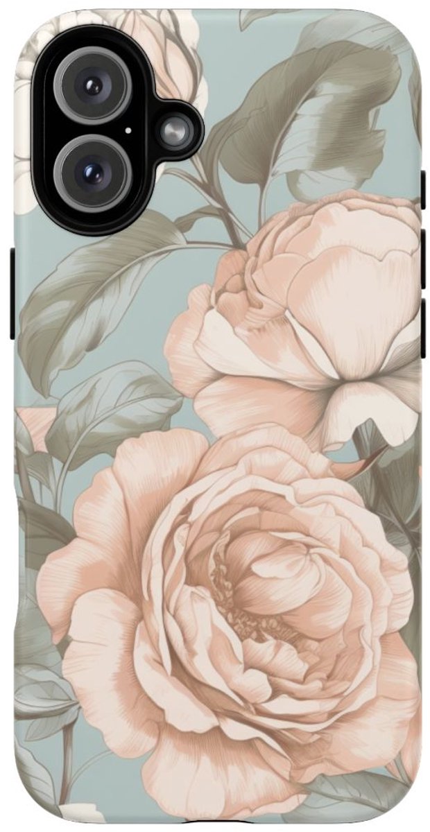 Pastelrozen en Bloemmotief – Telefoonhoesje Geschikt voor iPhone 16 Plus